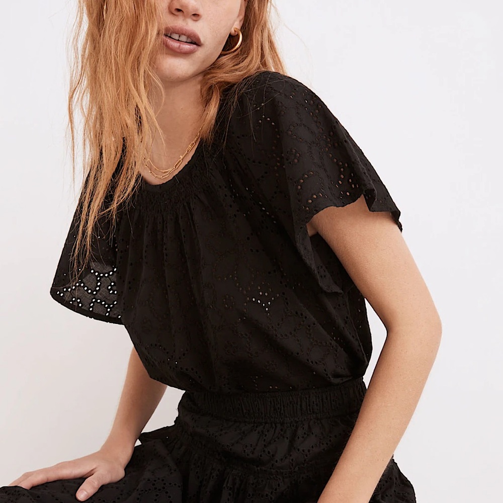 Madewell Eyelet Flutter-Sleeve Top